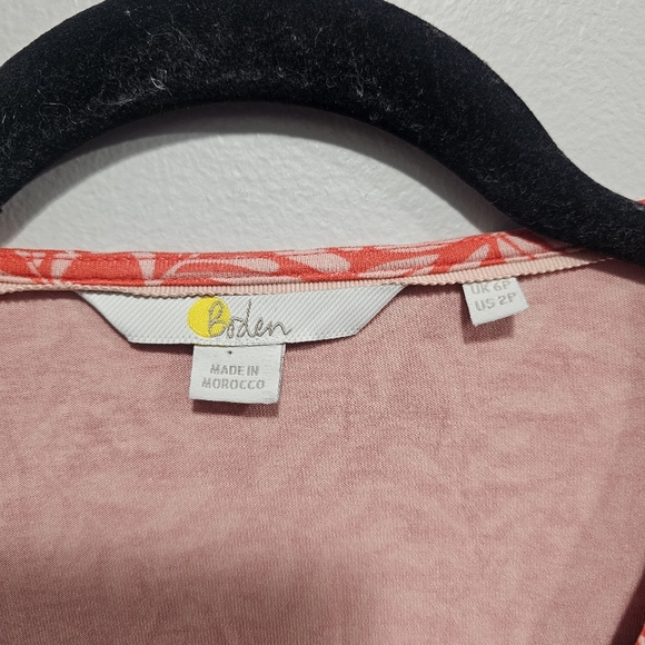 Boden Summer‎ Wrap Dress Orange Olive Branch Print Stretch Size US 2P - Picture 4 of 8